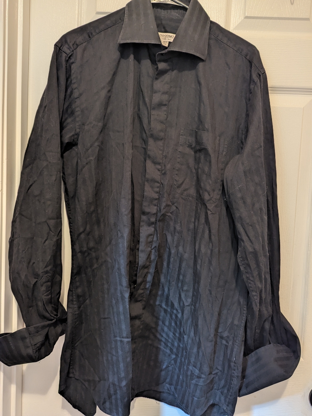 Pronto Uomo Black Pinstripe Long-Sleeve Dress Shirt